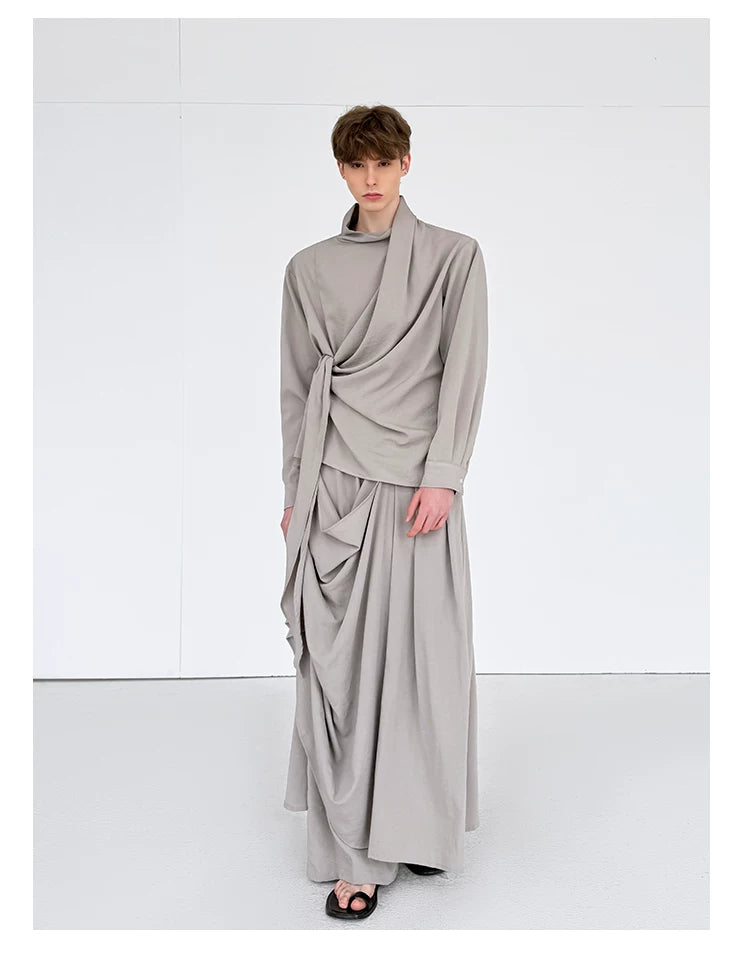 Stone Drape Layered Pants