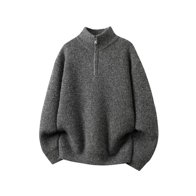 Cloud Melange Half‑Zip Mock‑Neck Knit Sweater