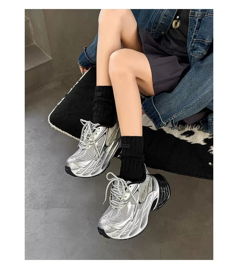 Futuristic Metallic Platform Runner Sneakers