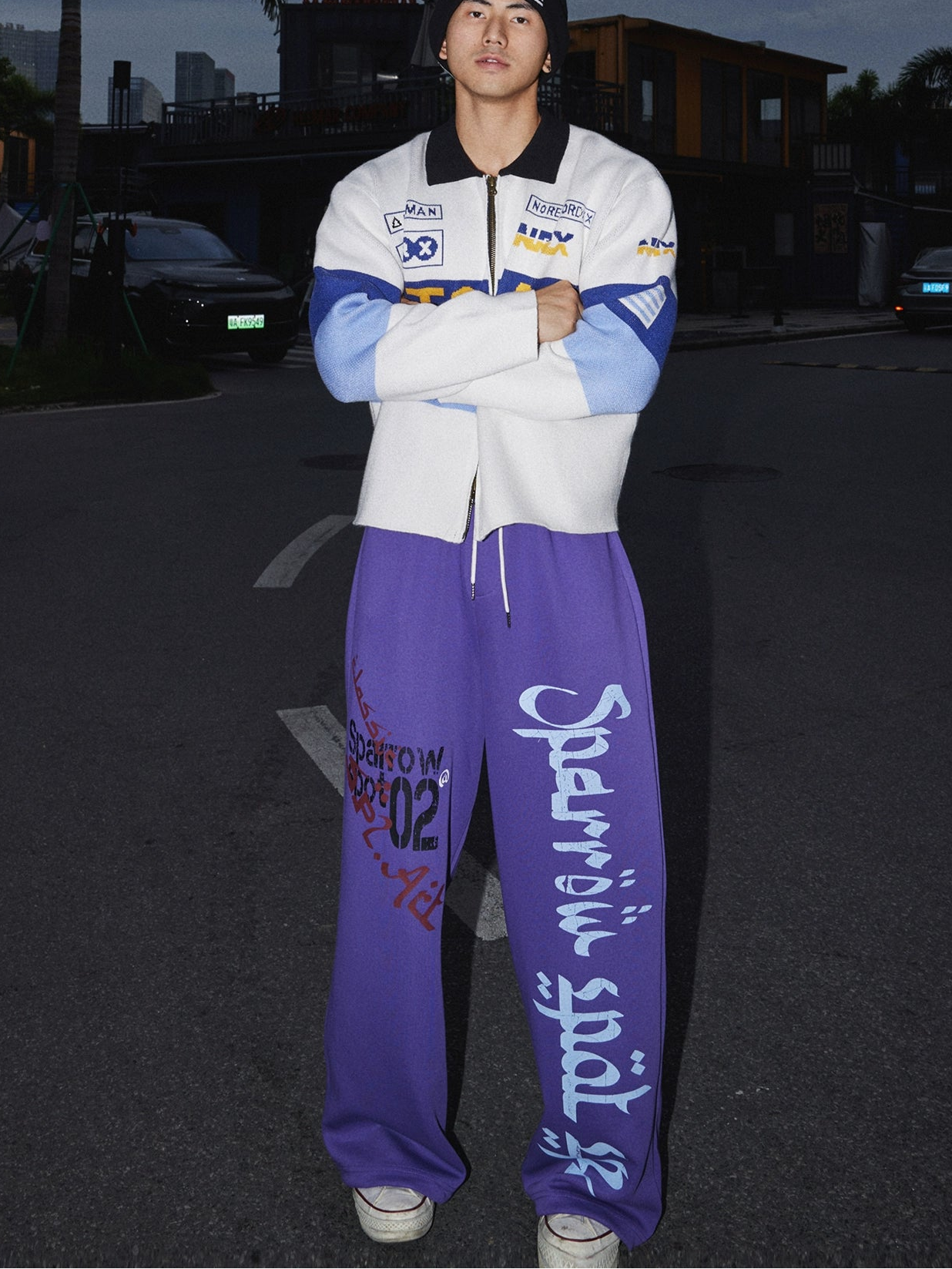 Racing Stripe Zip Up Cardigan