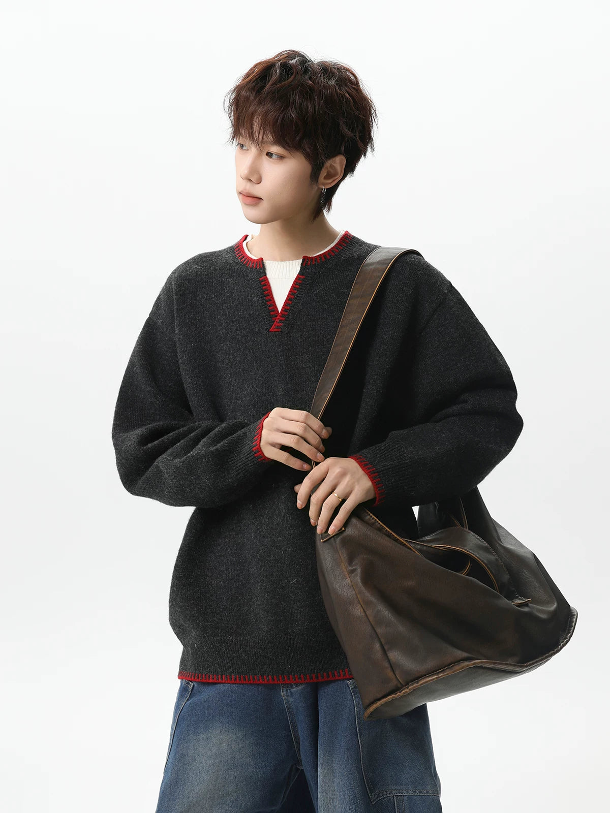 Ember Stitch Charcoal Knit Pullover