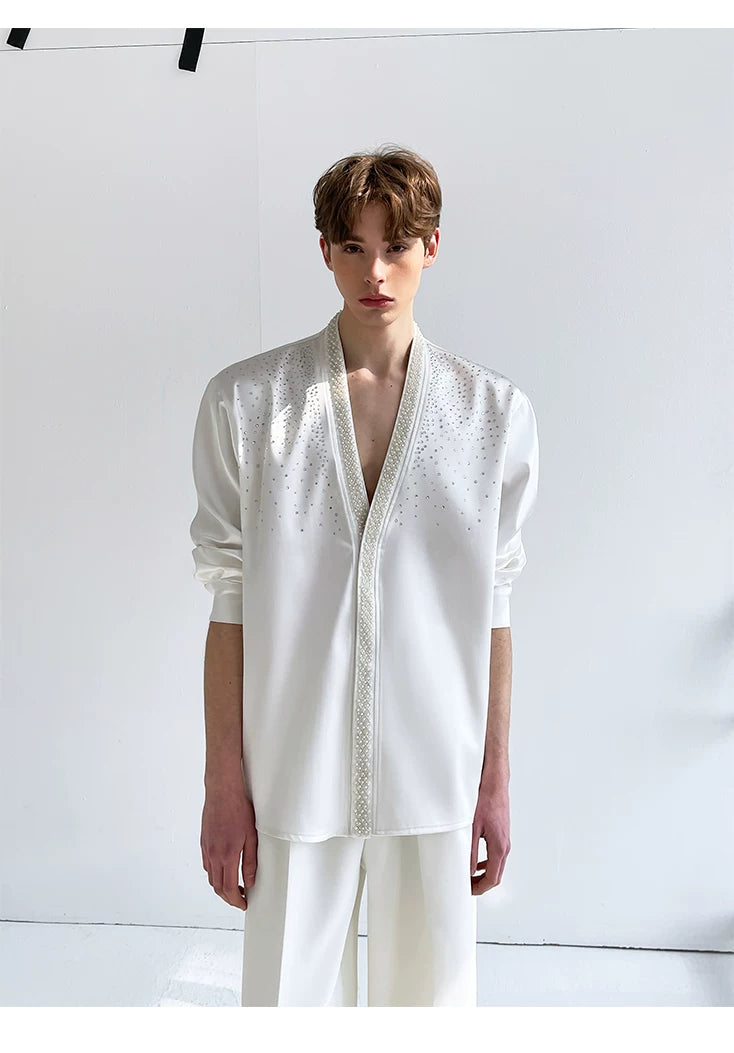 Ivory Constellation Crystal Satin Shirt