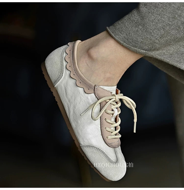 Alba Retro Lace-Up Leather Sneakers