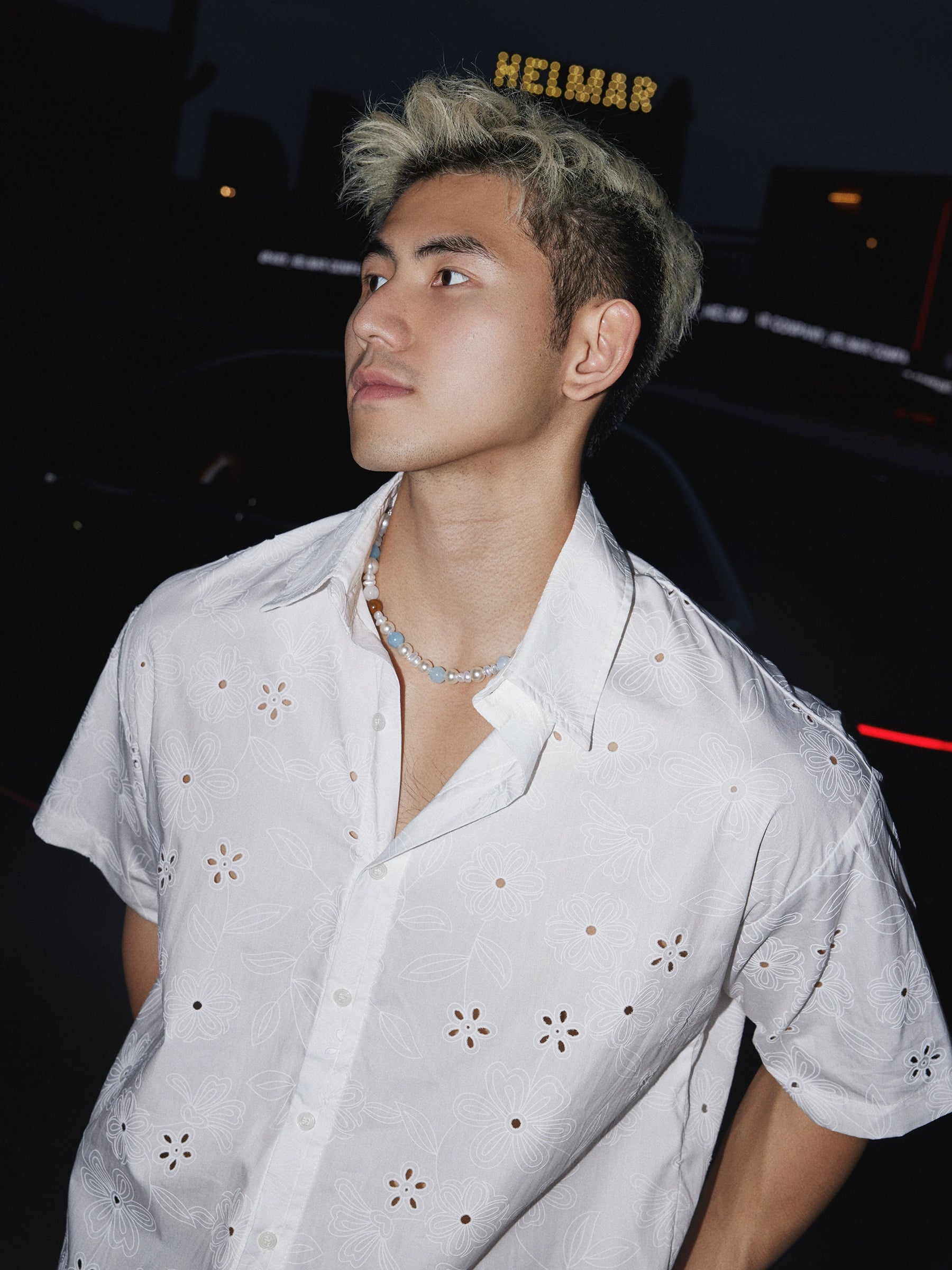 Floral Eyelet Short Sleeve Shirt