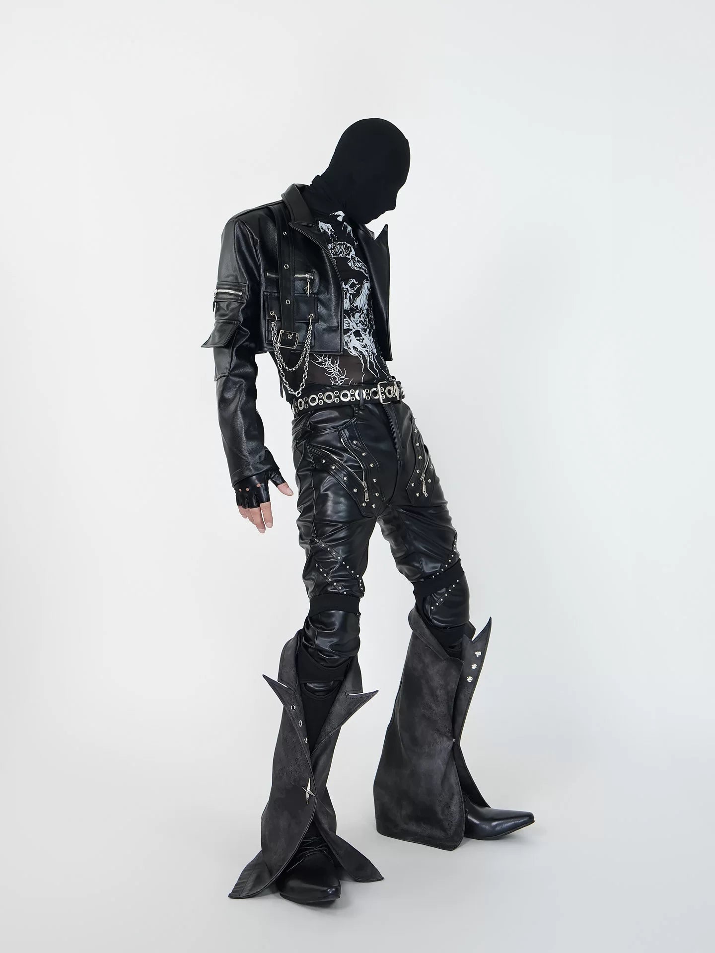 Chain‑Linked Tactical Crop Rider Jacket