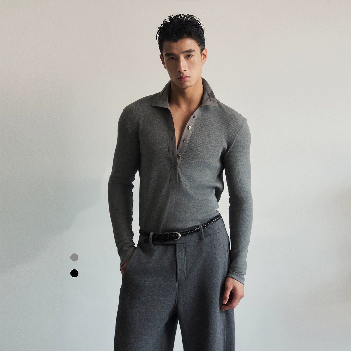 ShadowPlunge Contrast Placket Polo