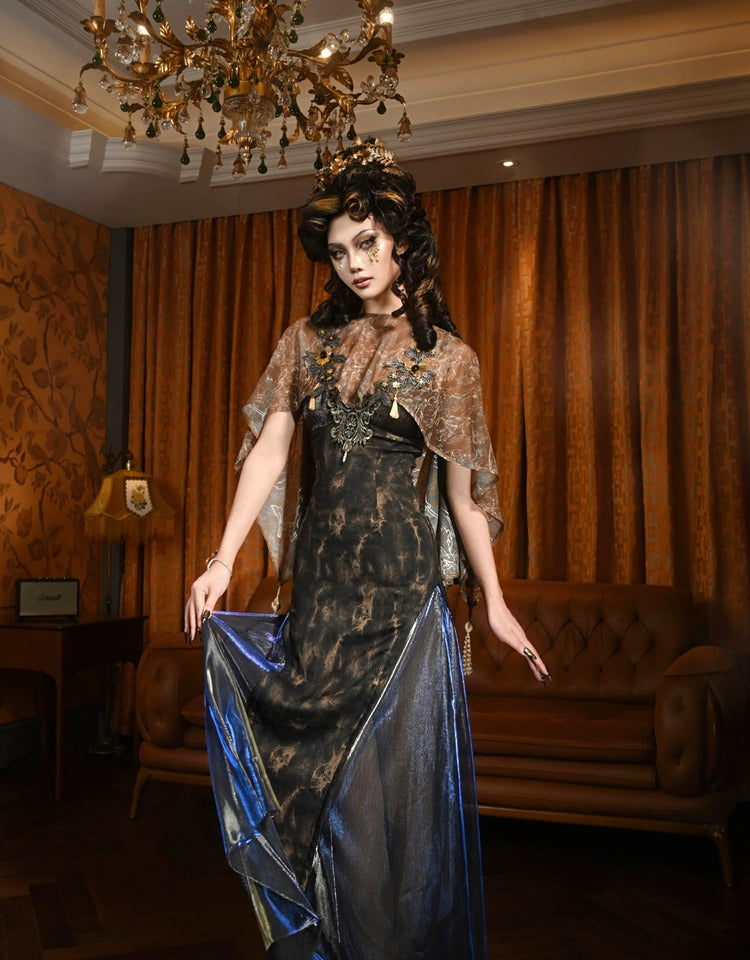 Midnight Lace Victorian Evening Gown