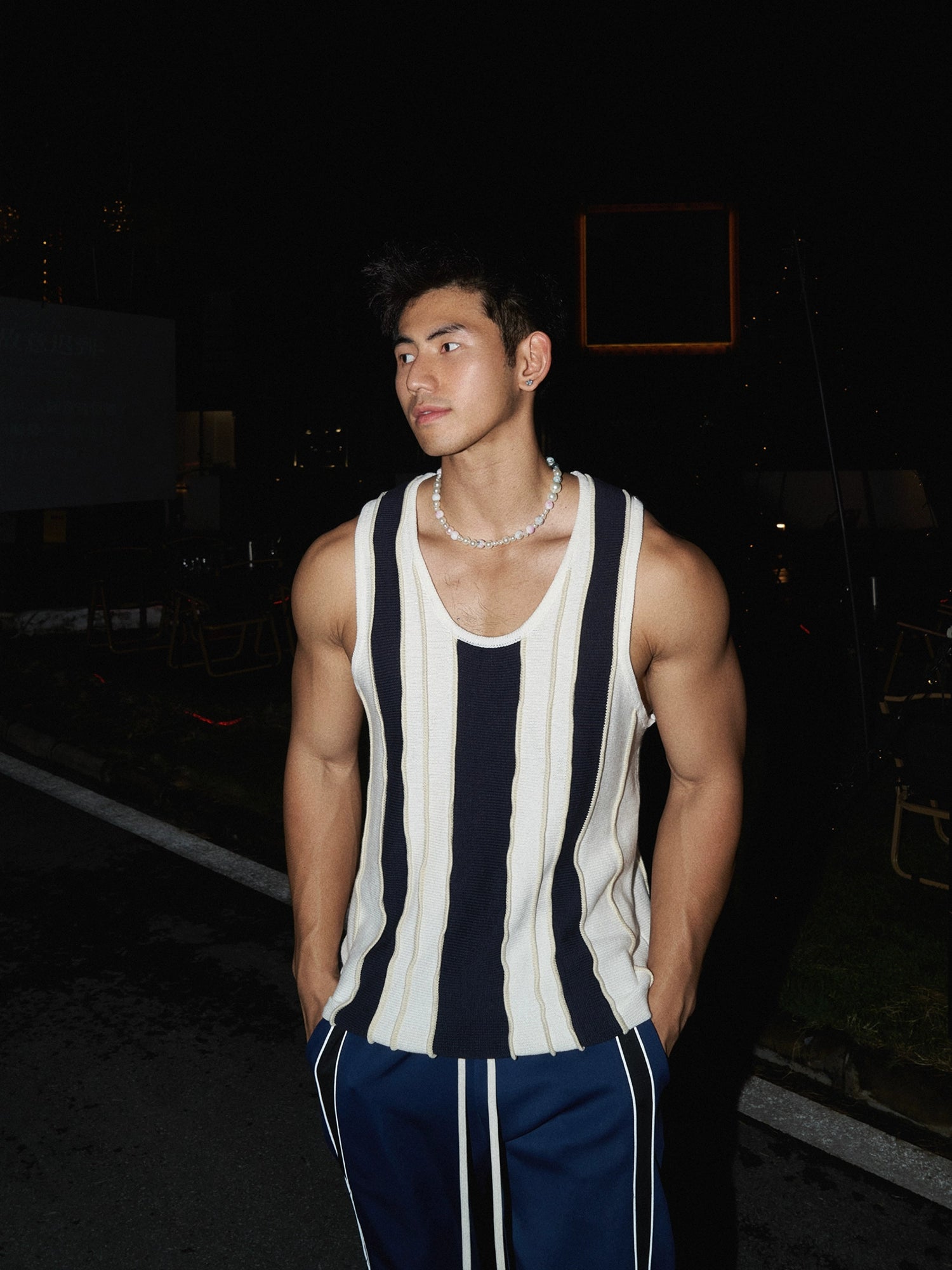 Vertical Striped Knit Tank Top