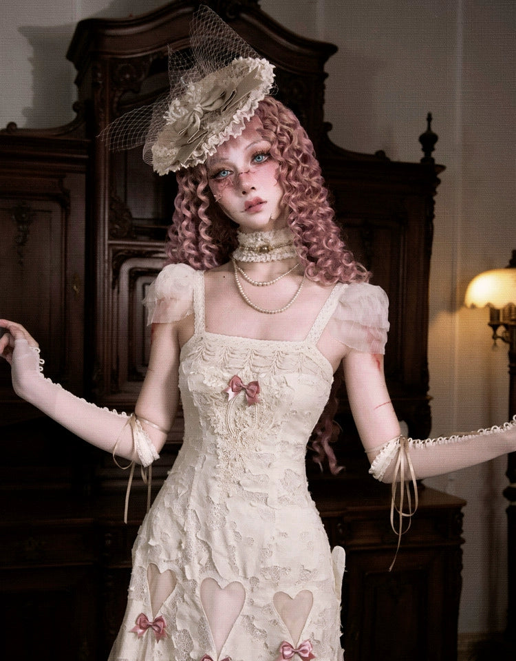 Vintage Lace Heart Cutout Gown