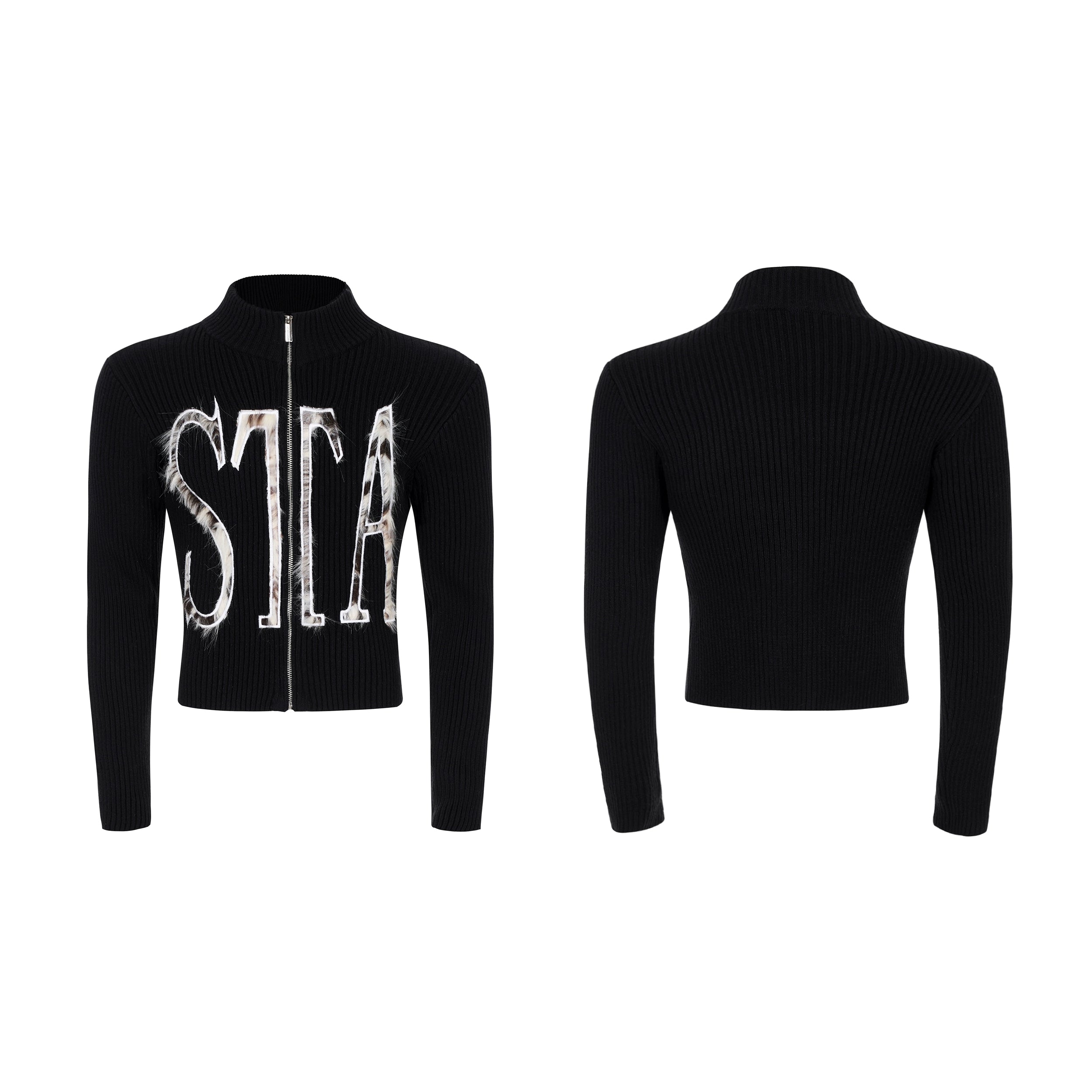 Graffiti Ribbed Zip Cardigan