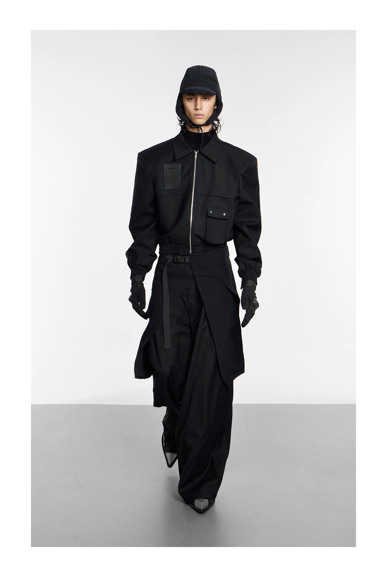 Black Utility Zip Bomber Jacket