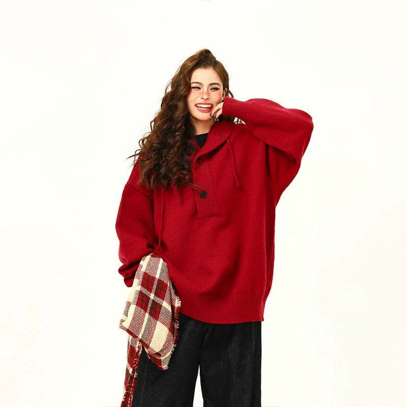 Cozy Knit Hoodie Pullover Sweater