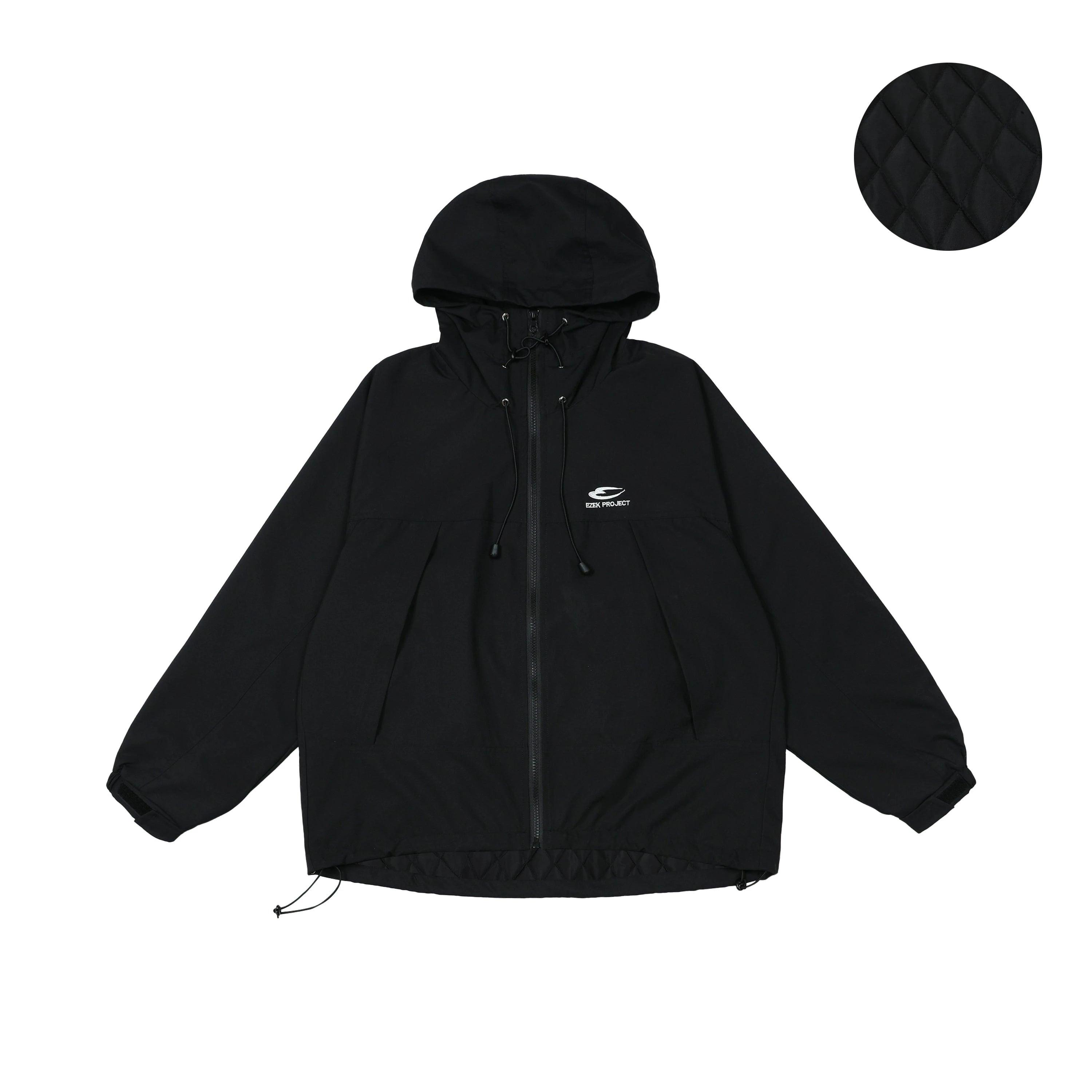 Ezek O'Neill sudadera con capucha de gran tamaño negro - chaqueta con cremallera creciente para mujeres con logotipo y capucha con cordón