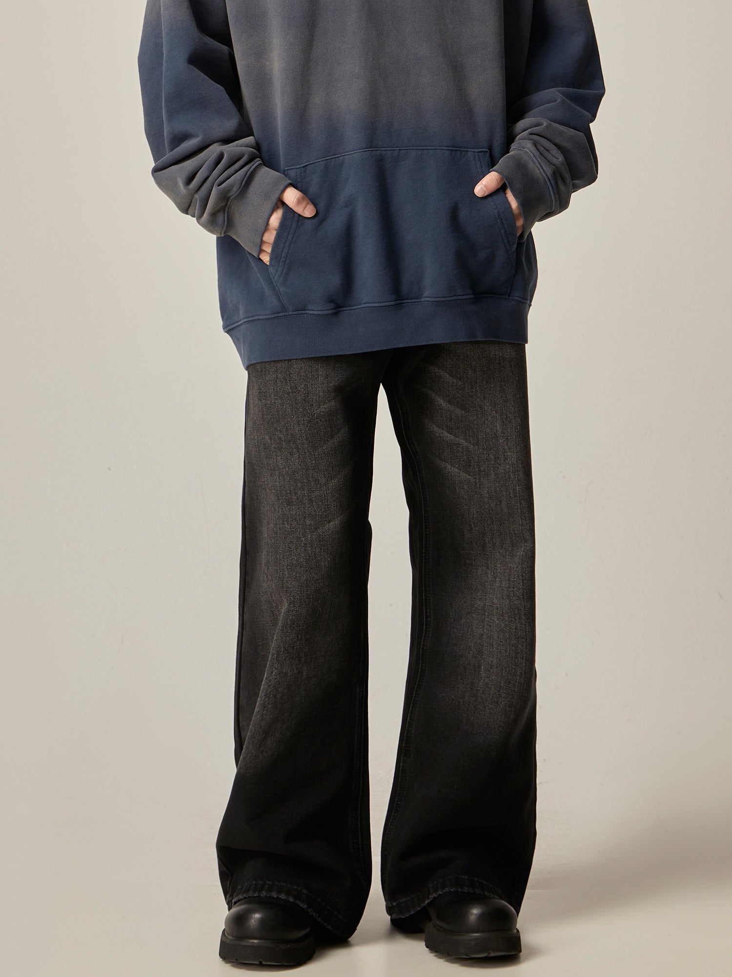 Black Baggy Straight Leg Jeans