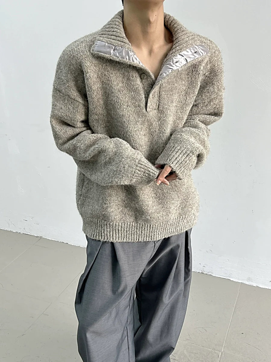 Shadowknit Button Highneck Sweater