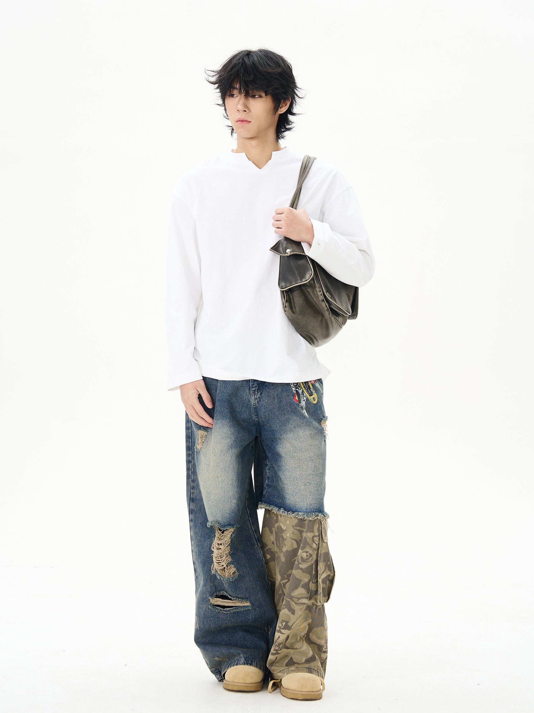 White Split Neck Cotton Shirt
