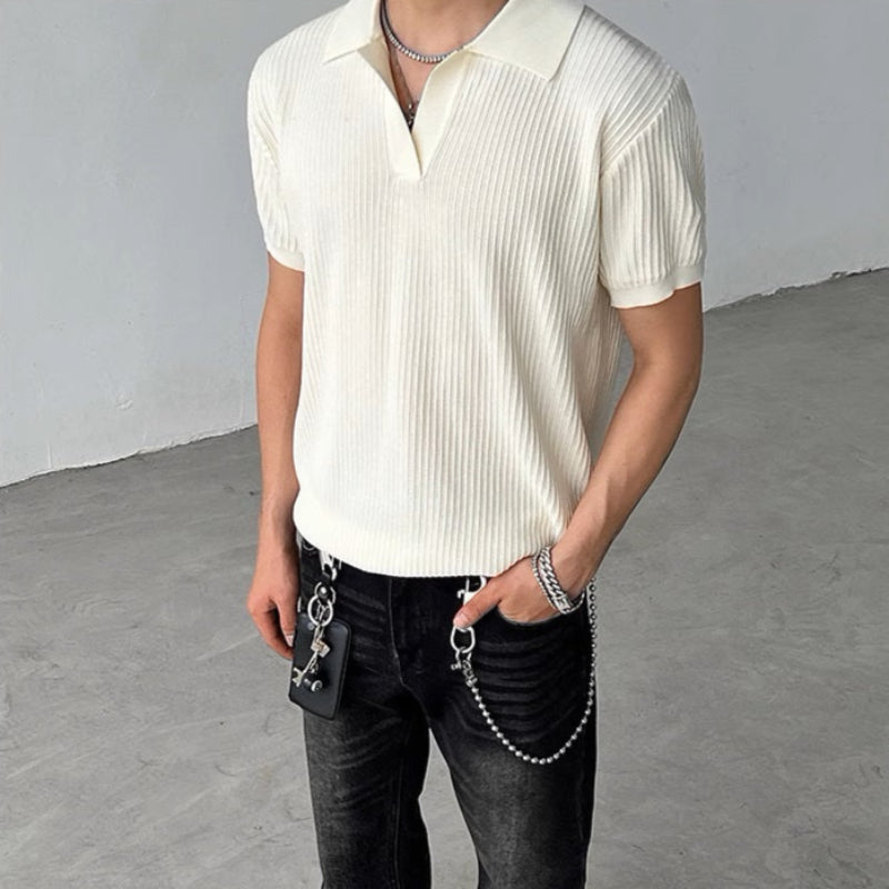 Noir Ridge Knit Polo Shirt