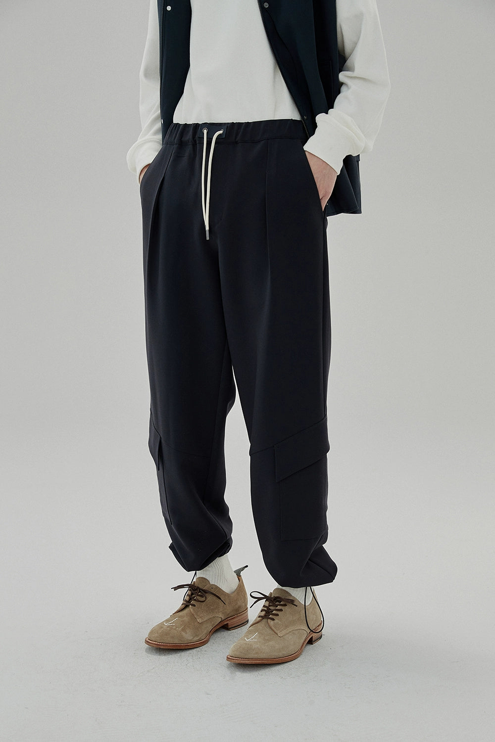Draping Drawstring Cargo Casual Pants