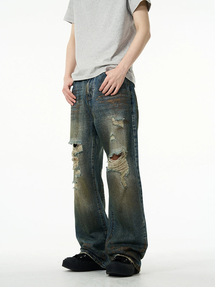 Distressed Baggy Ripped Denim Jeans