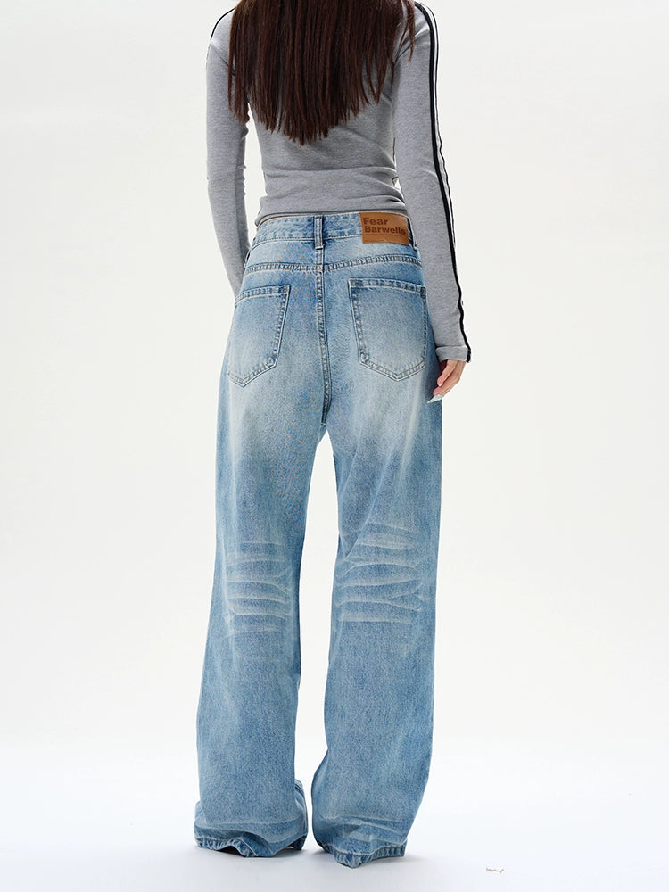 Light Wash Mid-Rise Wide-Leg Jeans