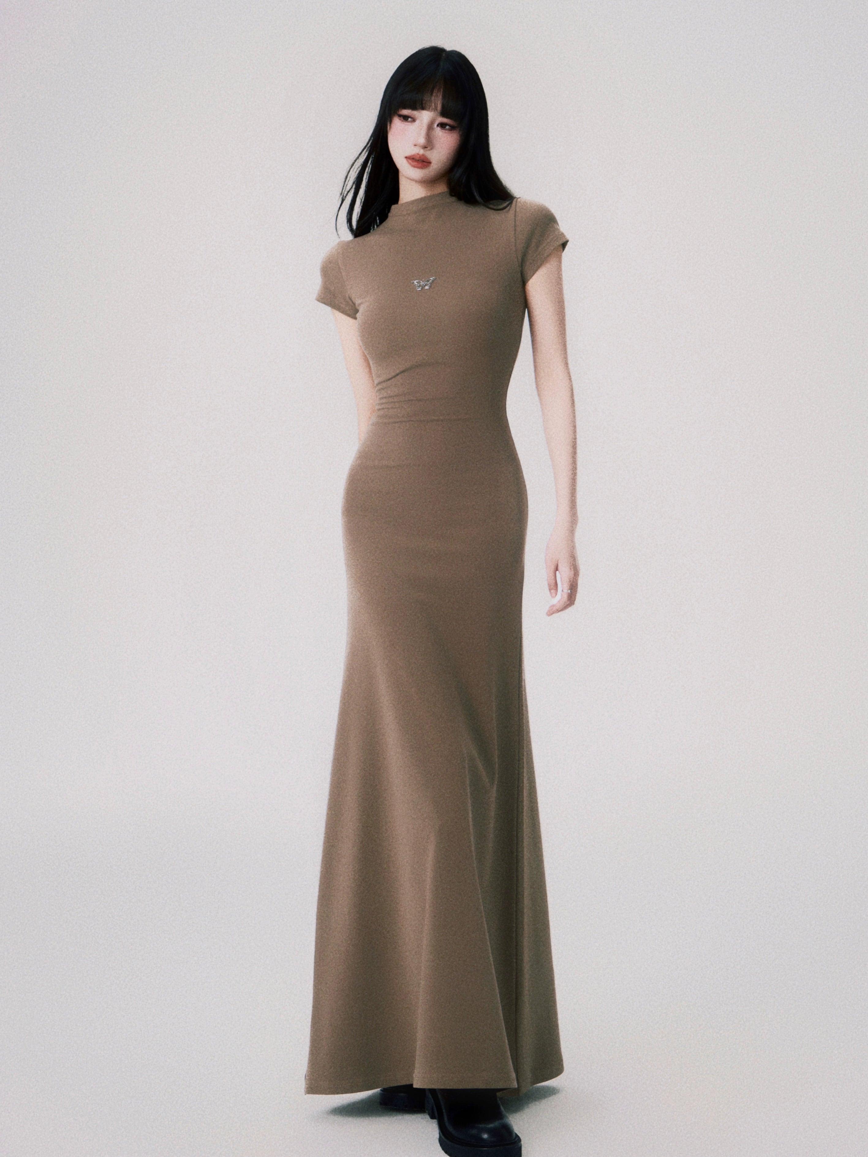 Luluswings Butterfly Emblem Fitted Maxi Dress - Women'S Elegant Evening Gown