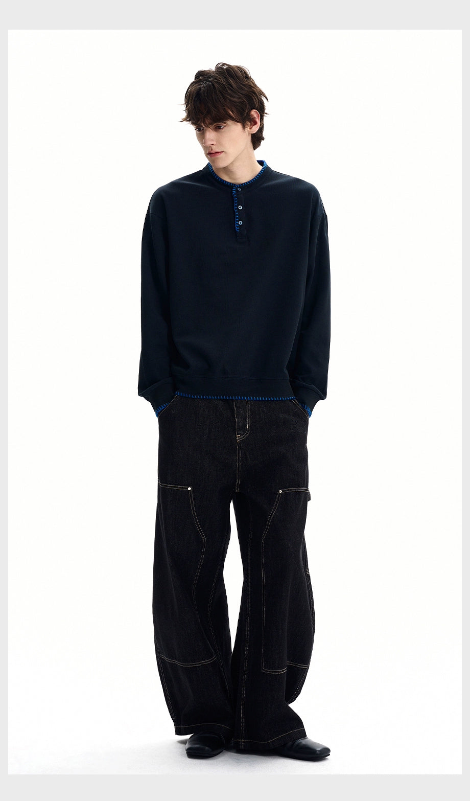 Ivory Stitch Henley Sweatshirt