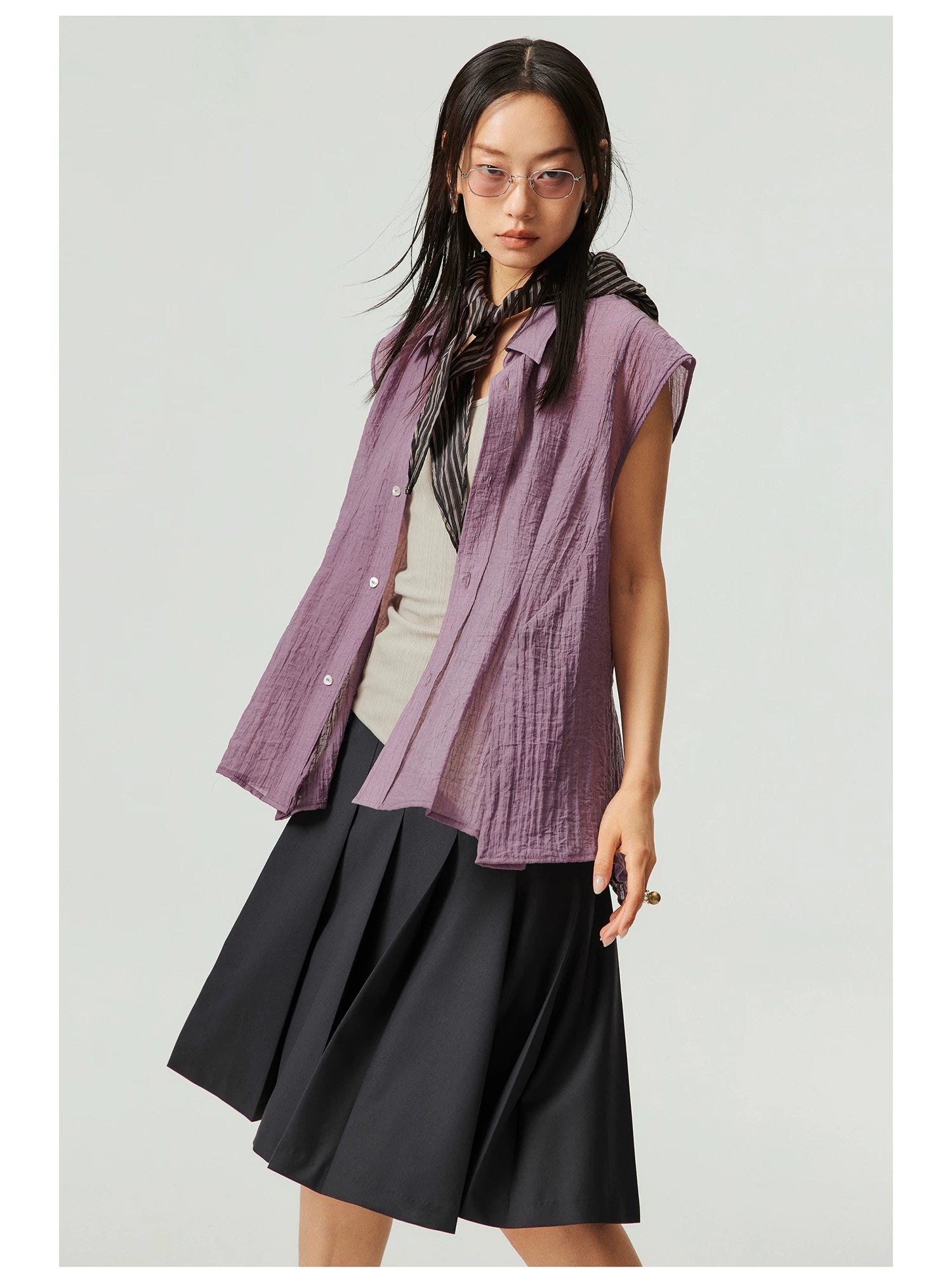 Asym Pleated Mini Skirt