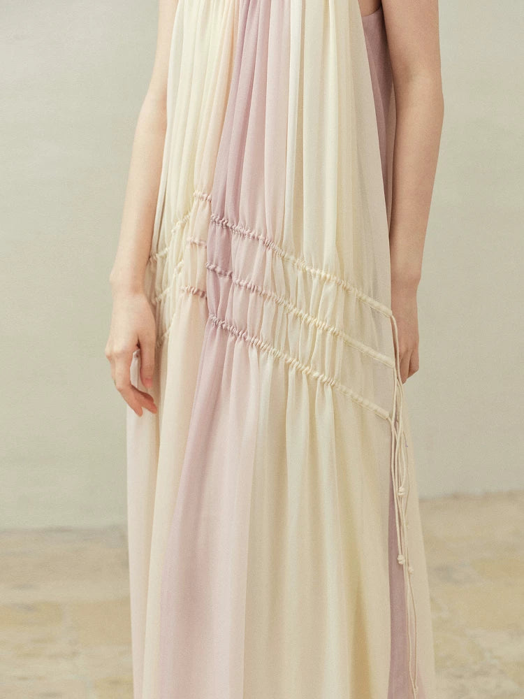 Gradient Drawstring Maxi Slip Dress