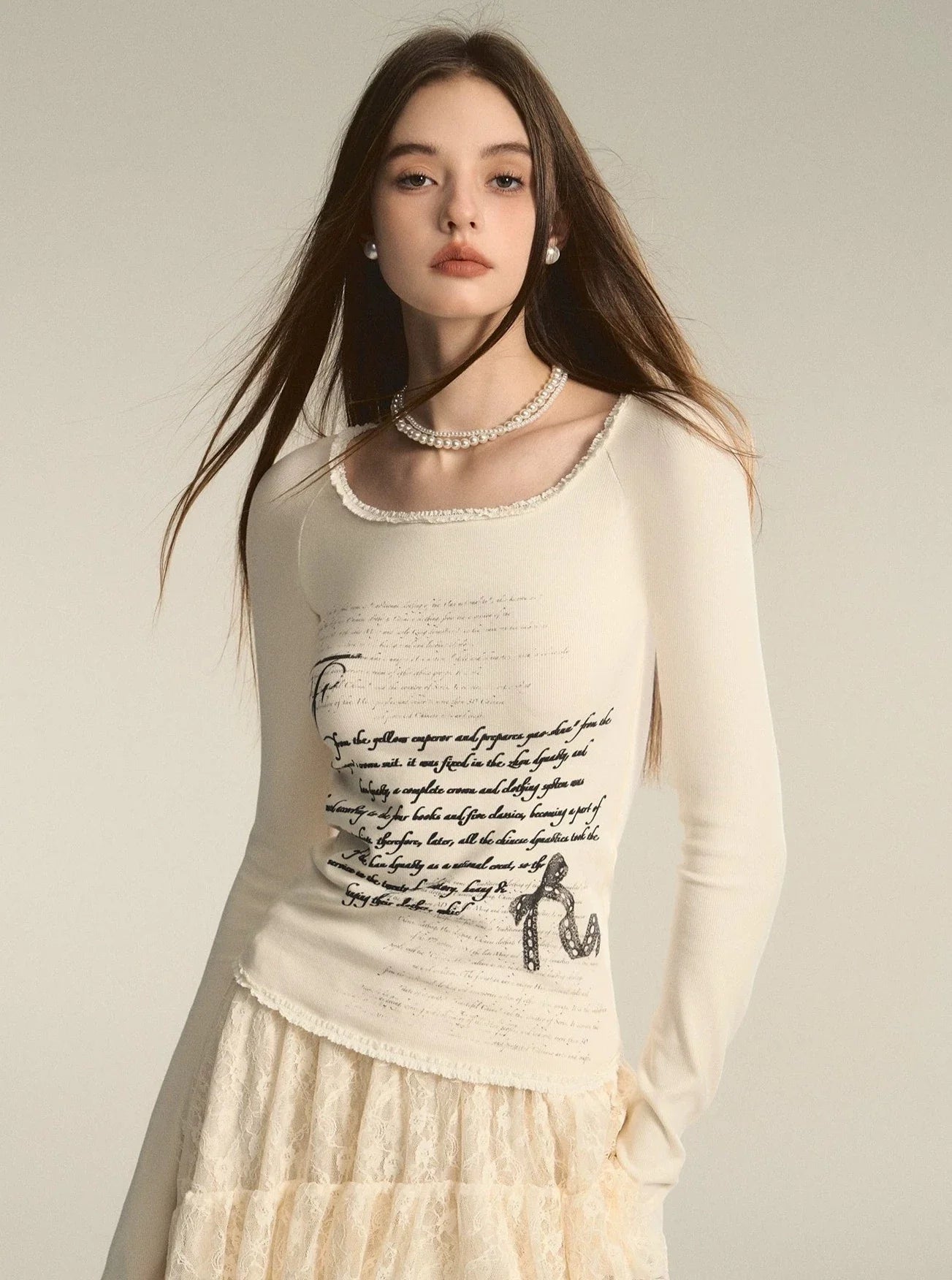 Print Square Neck Pure Desire Lace Base Top - chiclara