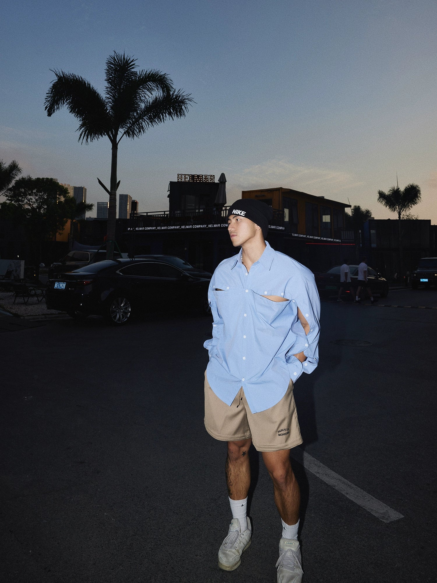 Oversized Cutout Button-Up Shirt