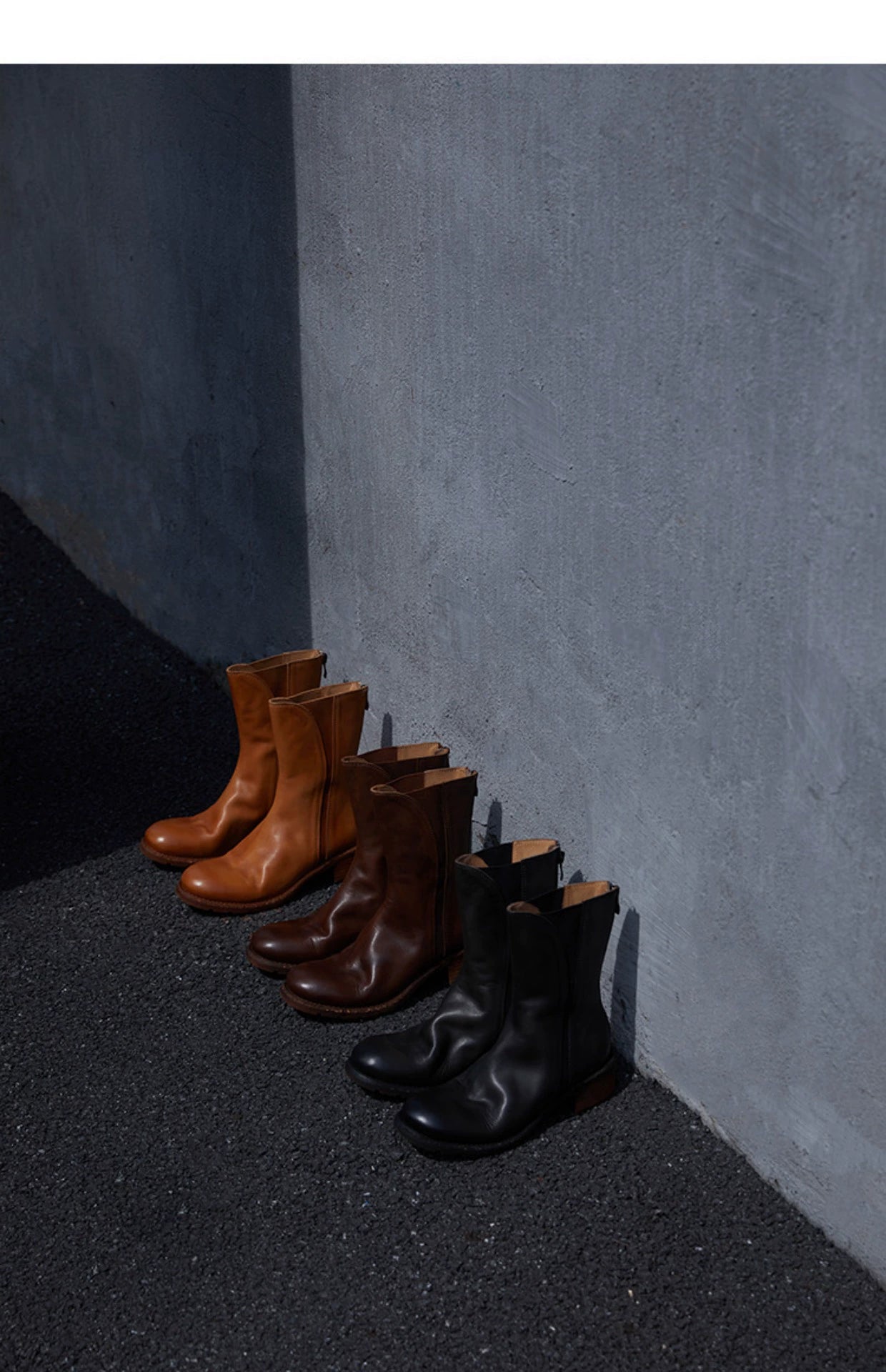 Leather Mid-Calf Boots