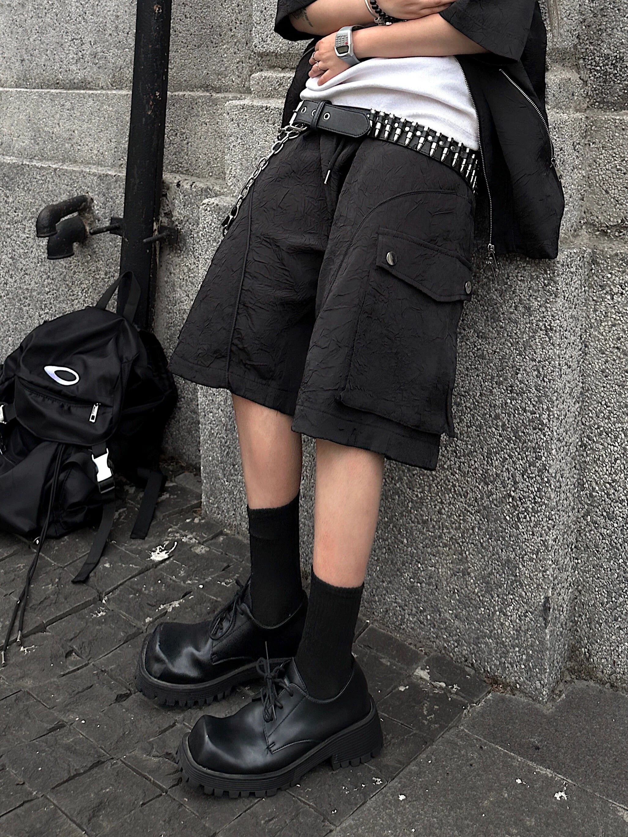 Men's Wrinkle-Texture Cargo Shorts