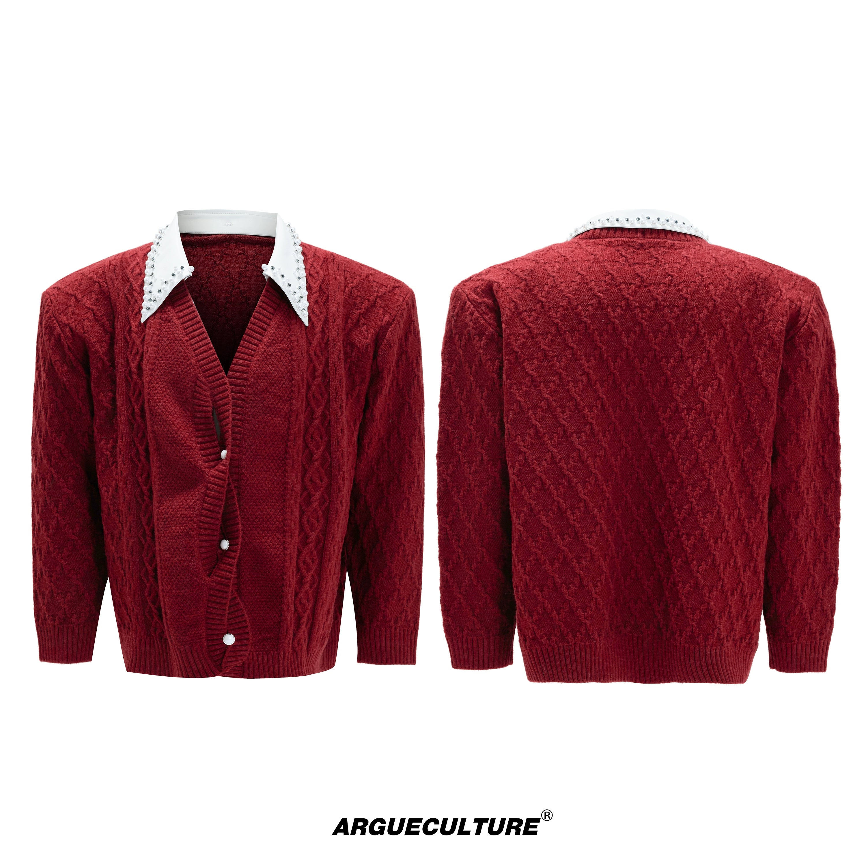 Cable Stud Collar Cardigan