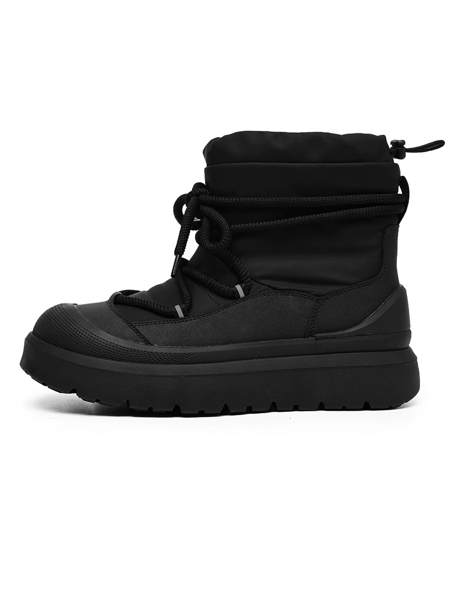 Black Winter Boots with Chunky Soles and Fleece Lining
