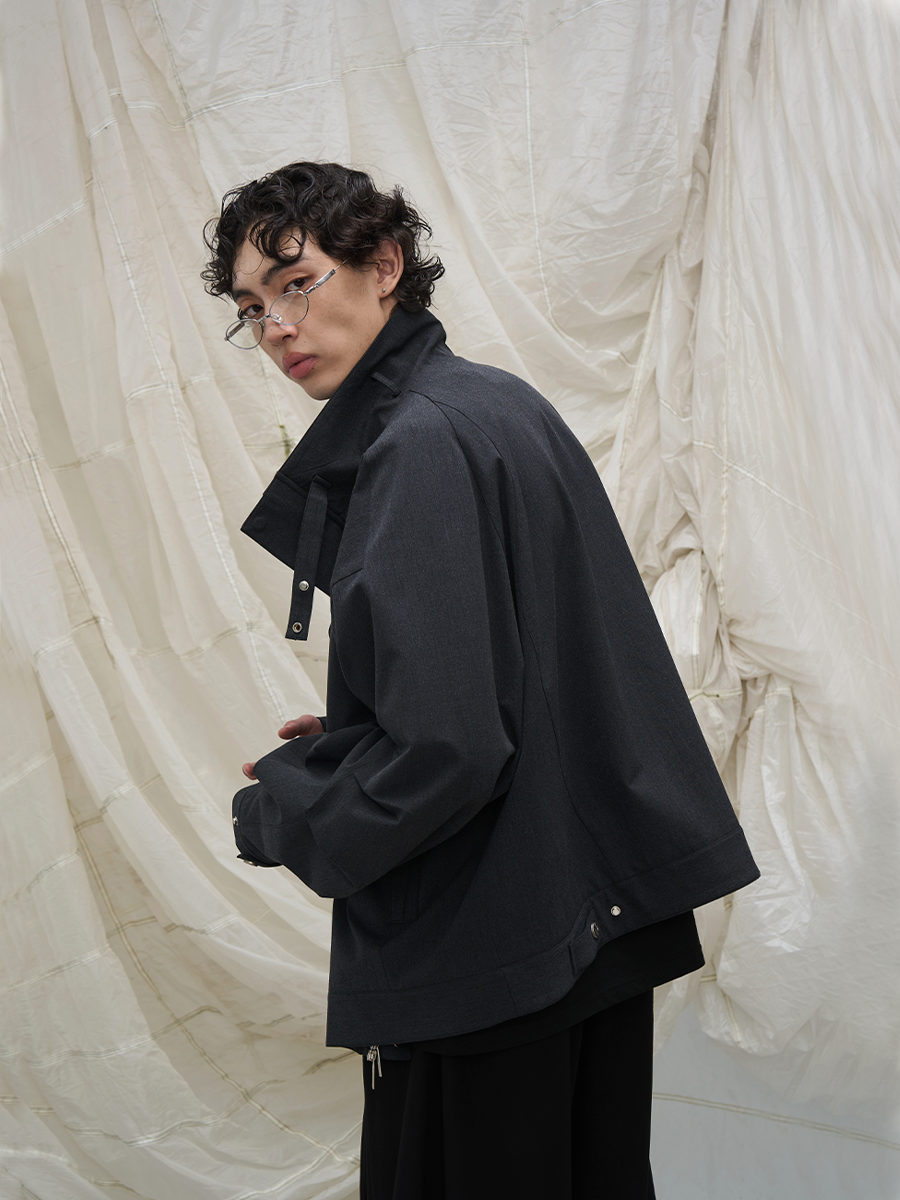 High Collar Oversized Bomber Jacket