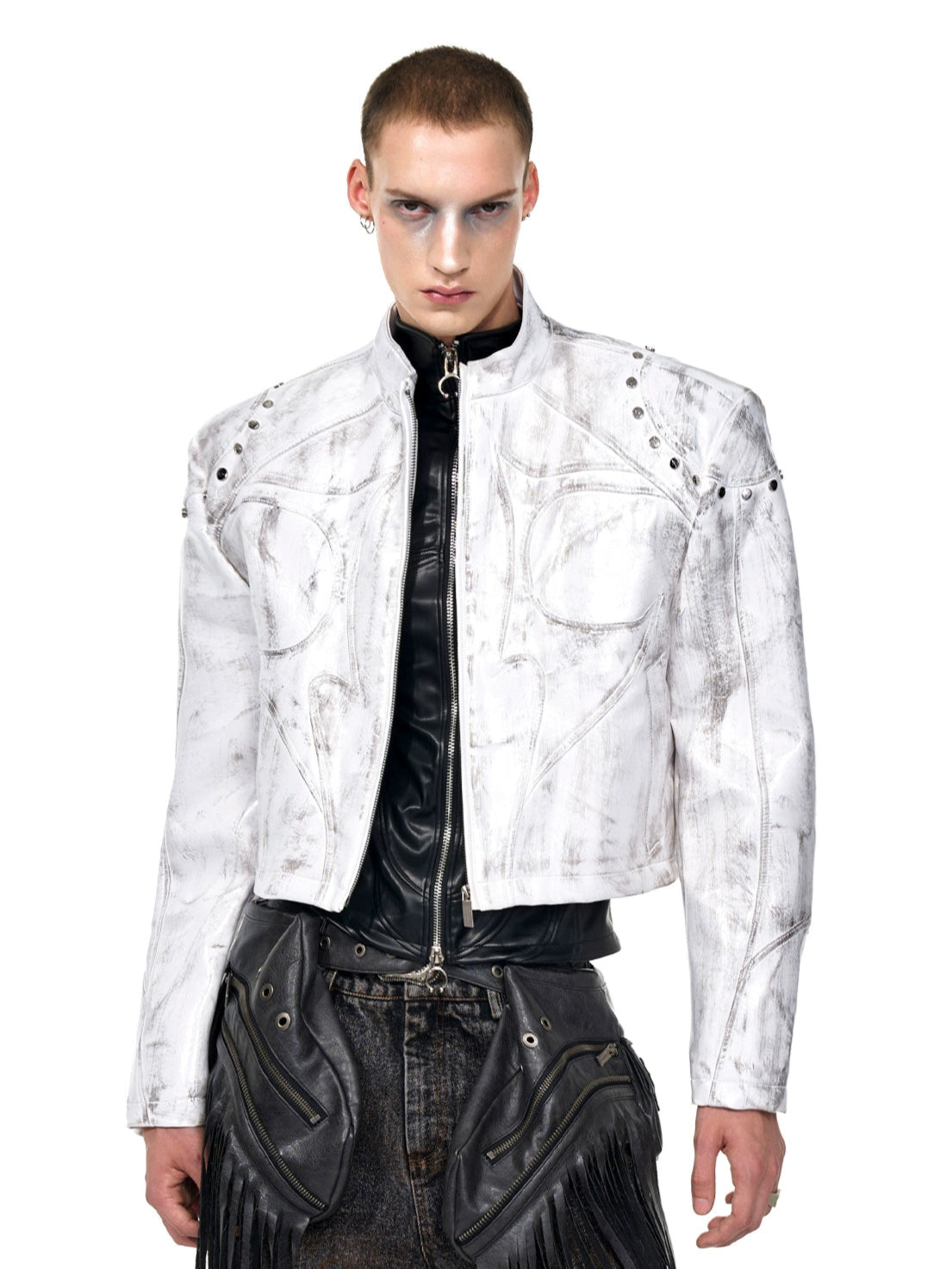 Cropped Sheer Panel Jacket