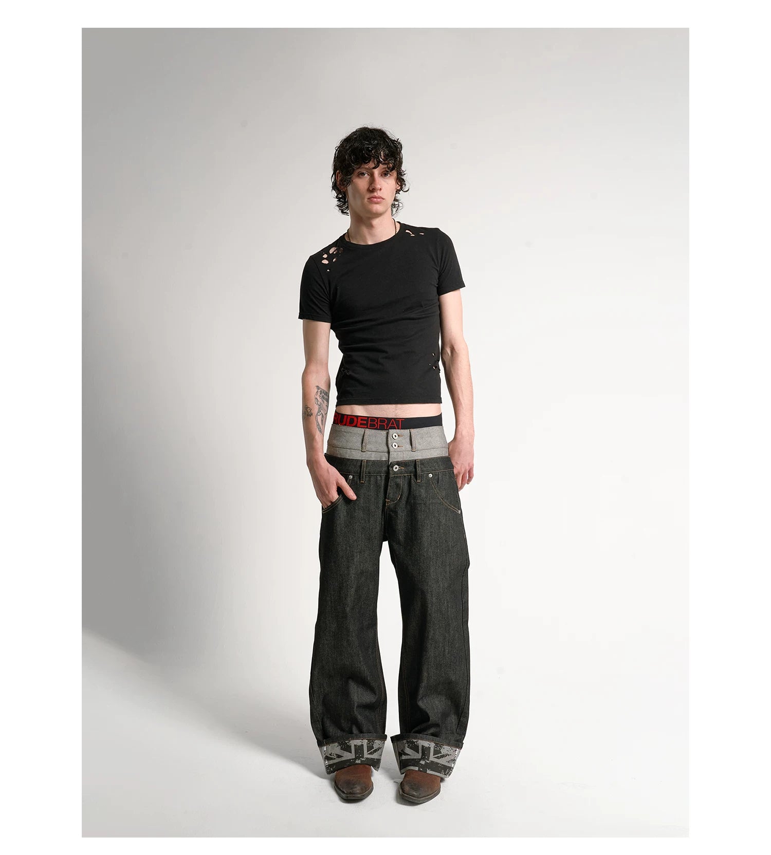 Union Cuff Studded Baggy Jeans