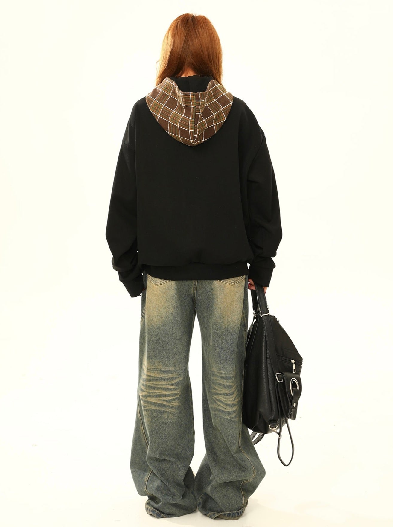 Übergroßes Textdruckzip-up Sweatshirt