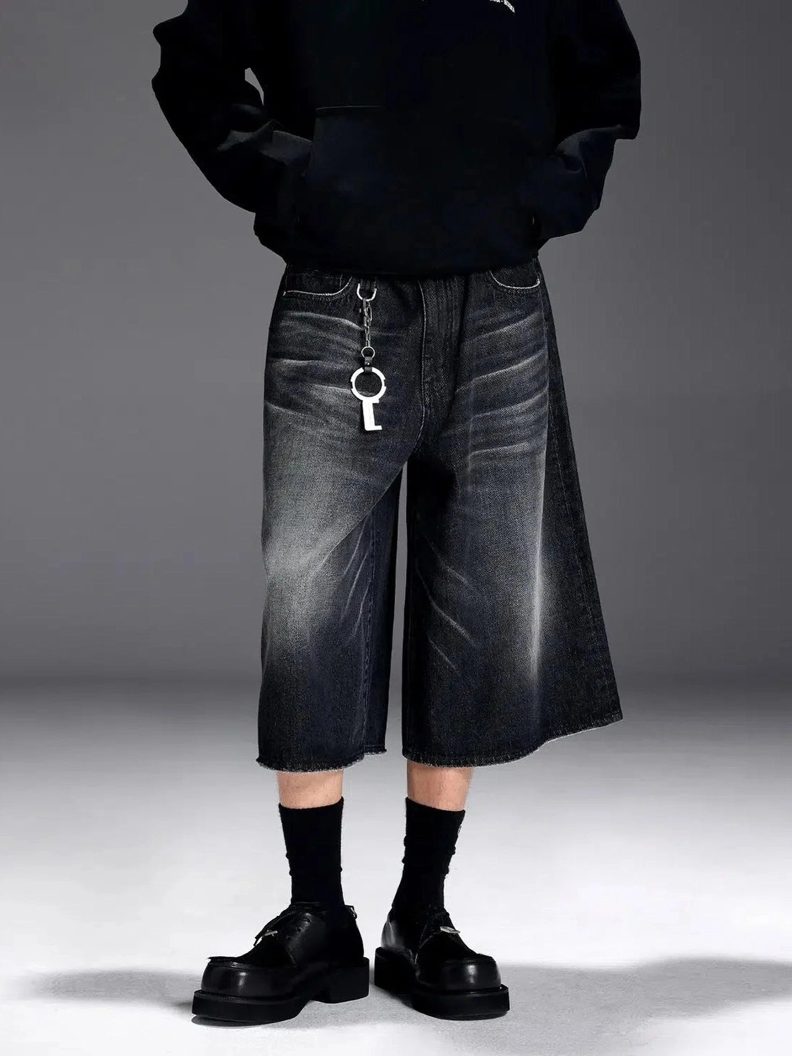 Wide Leg Denim Bermudas - chiclara