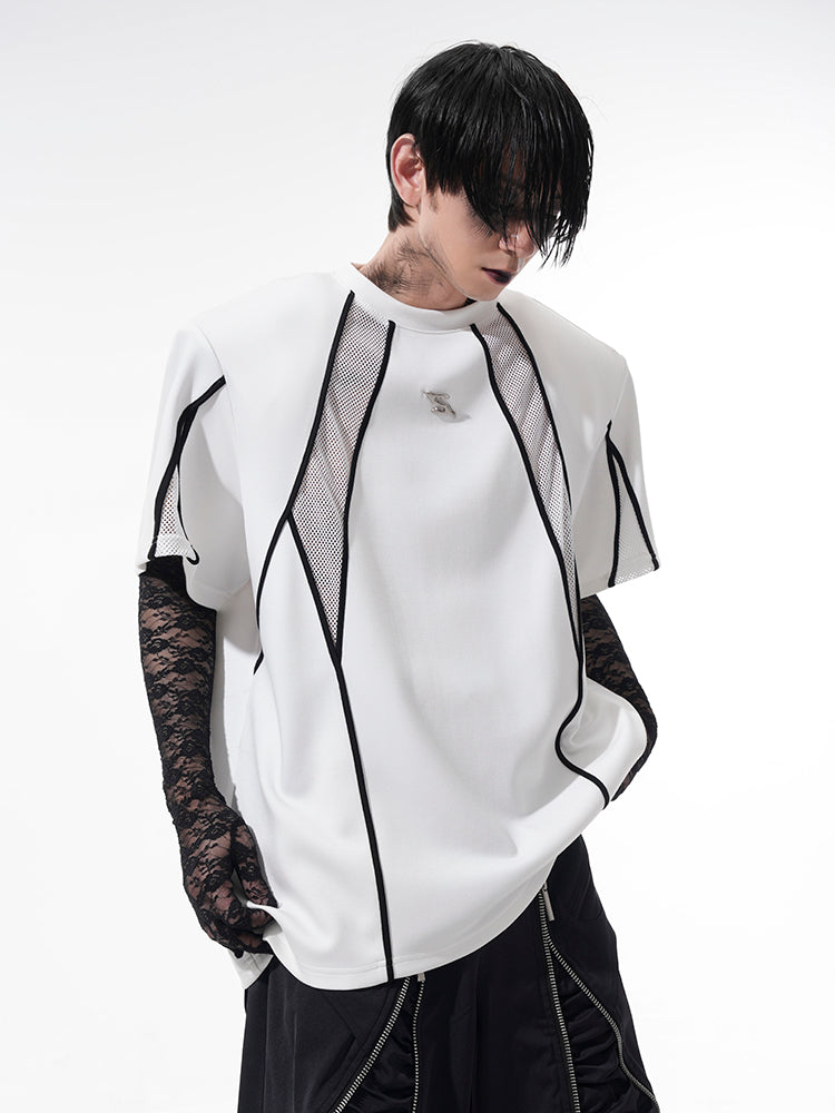 Mesh-Panel Athletic Gothic T-Shirt