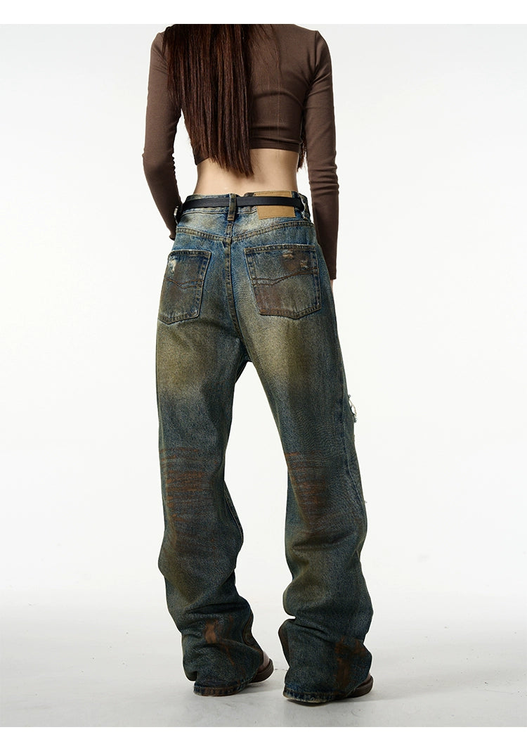 Distressed Baggy Ripped Denim Jeans