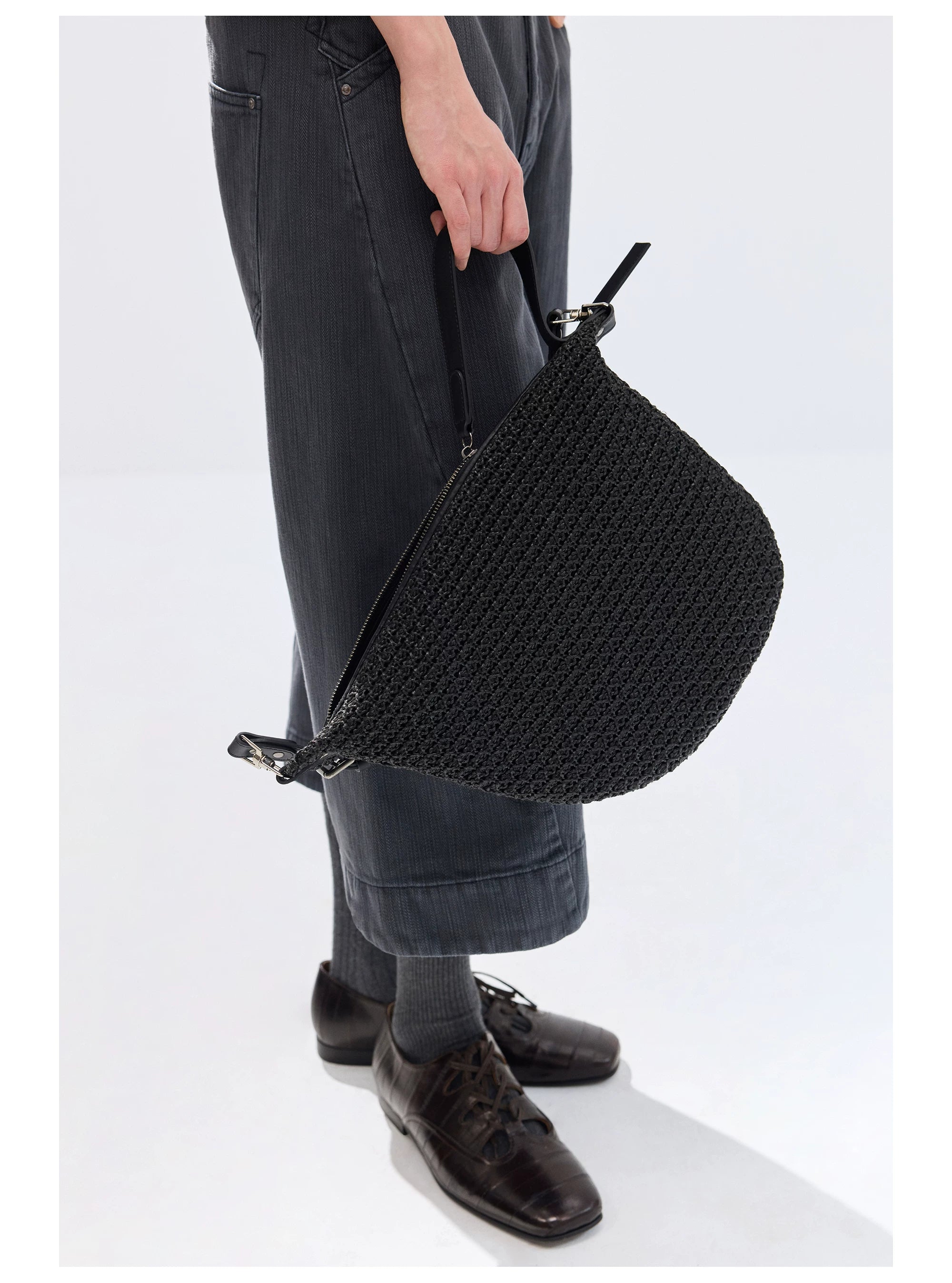 Black Woven Shoulder Bag