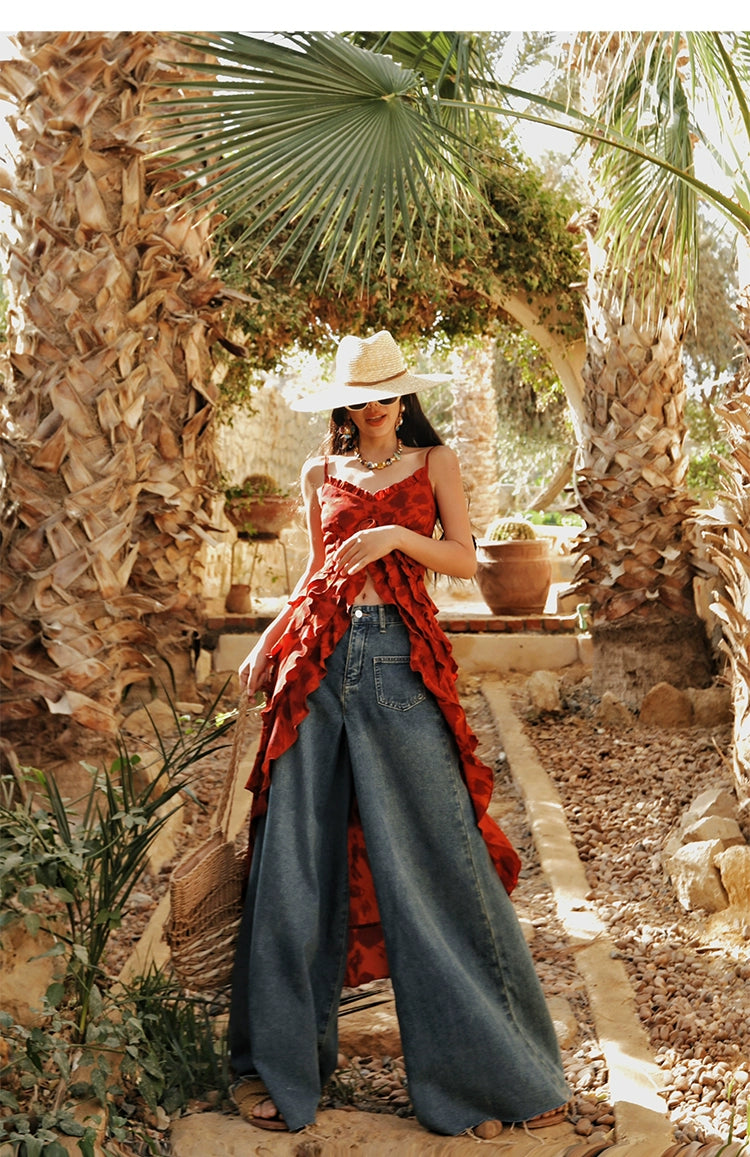 Boho Ruffle High-Low Top