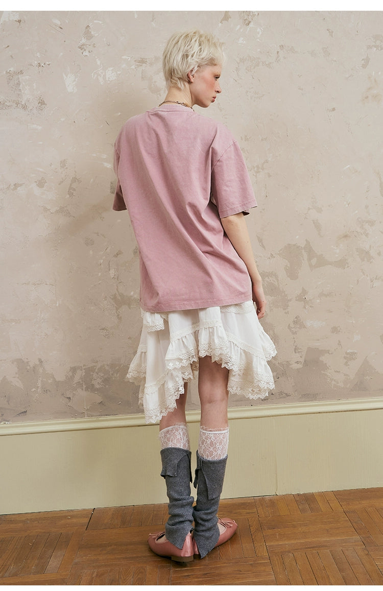 Sporty Hooded Jacket & Tiered Lace Midi Skirt Set