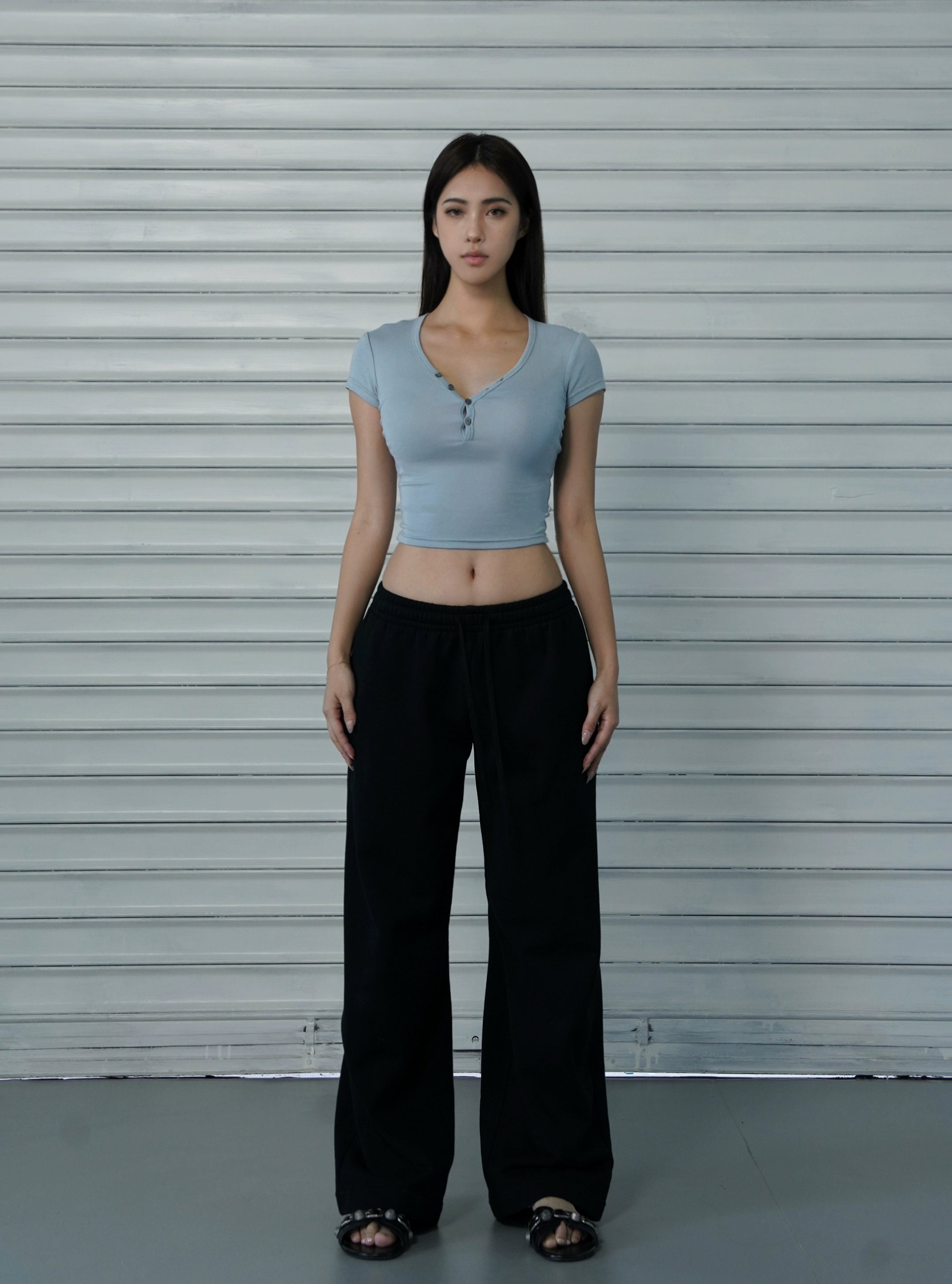 Pantalon sportif à pattes droites en ligne lâche