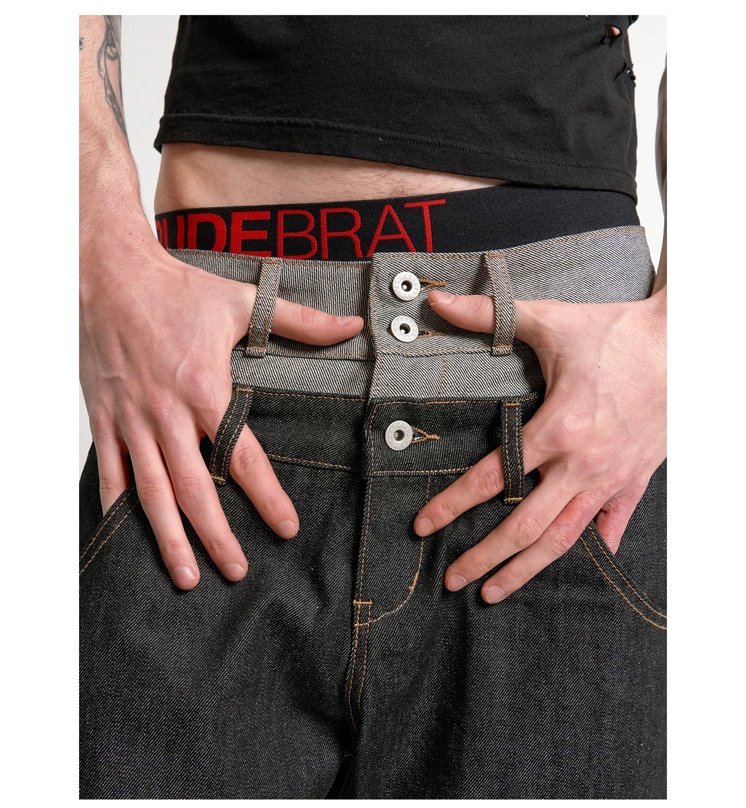 Union Cuff Studded Baggy Jeans