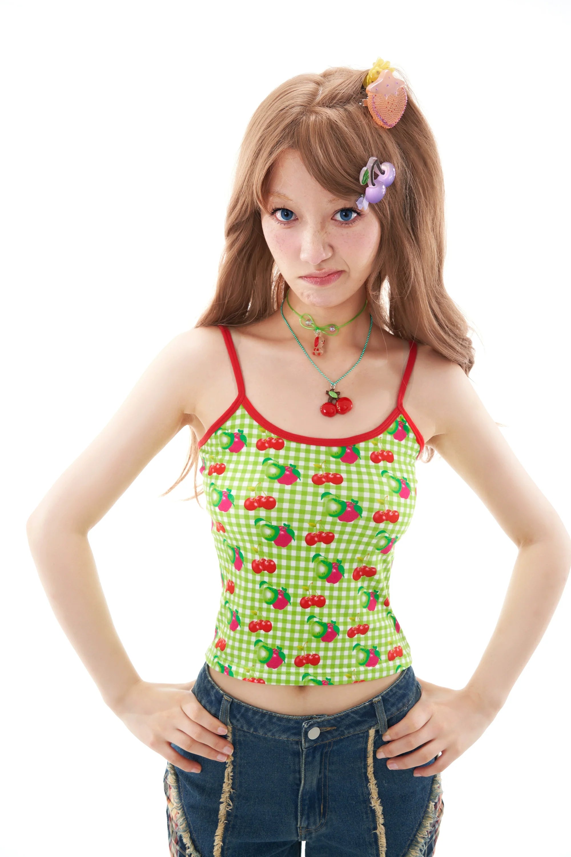 Gingham Cherry Apple Tank Top
