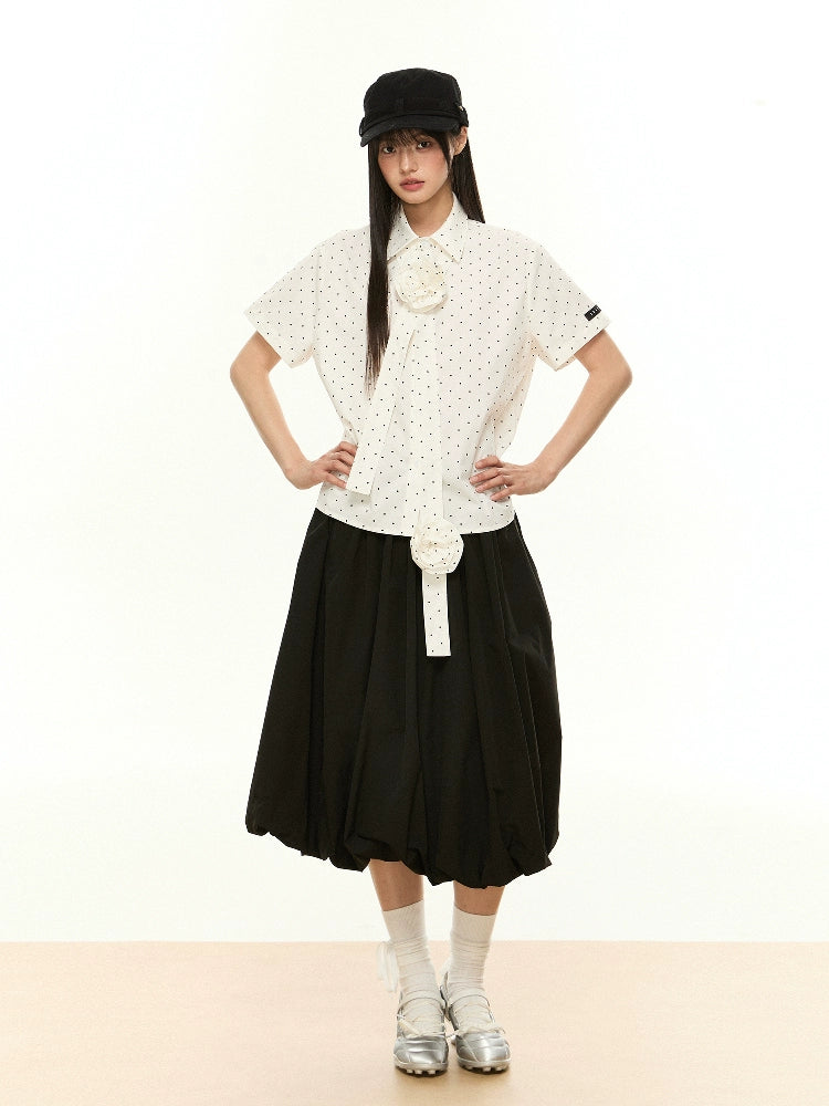 Balloon Hem Midi Skirt