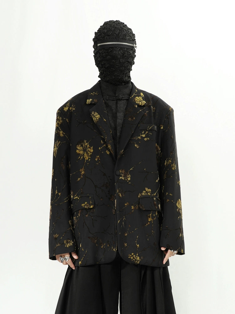Black Gold Floral Blazer Jacket