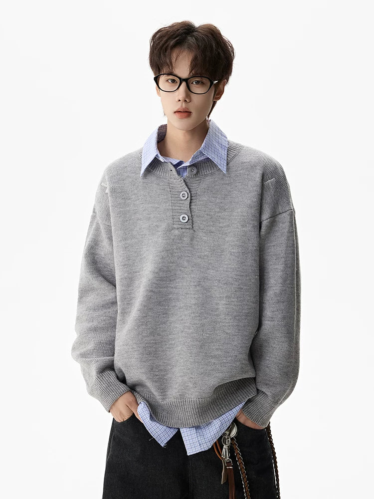 Campus Mist Henley Knit Sweater